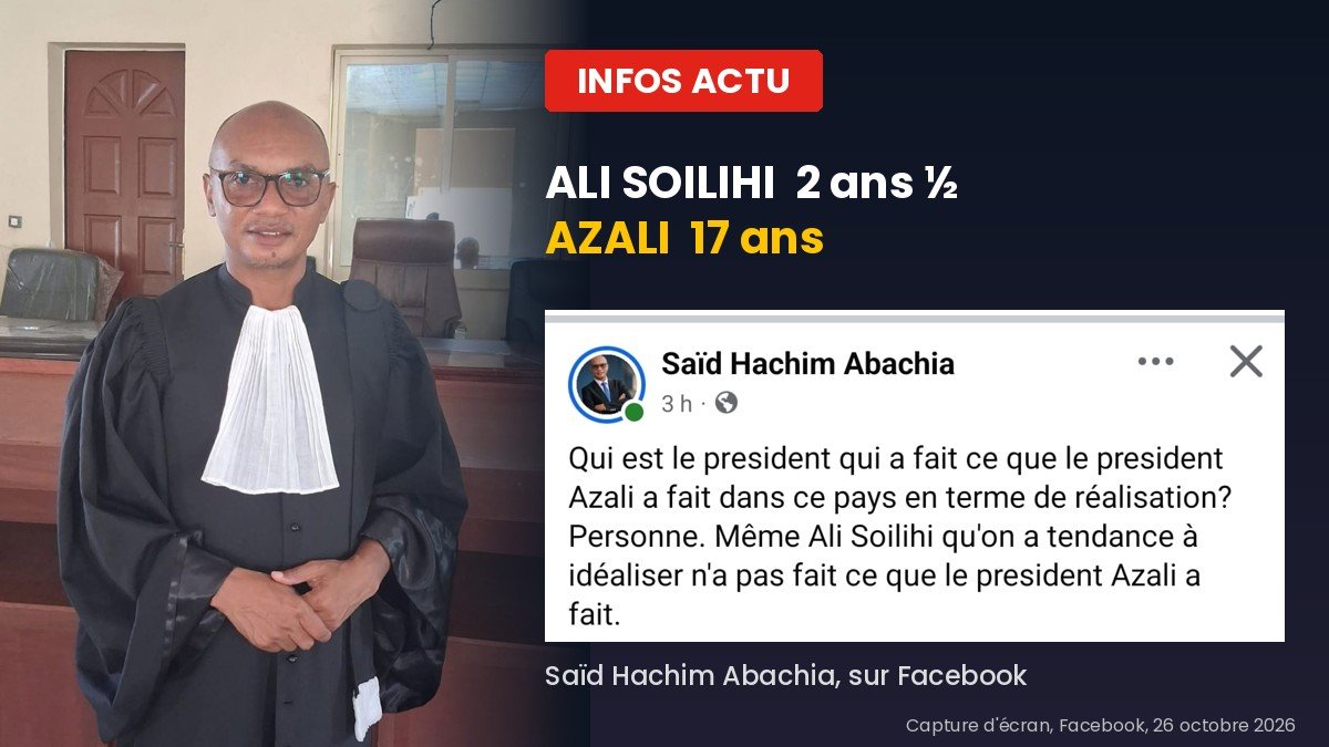 Saïd Hachim Abachia et la capture de son message Facebook comparant Ali Soilihi et Azali Assoumani
